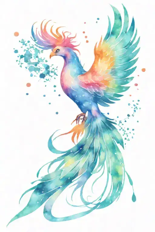 galaxy phoenix bird tattoo design idea