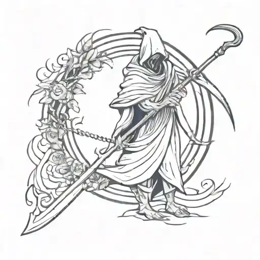 "678 Gz" reaper holding a scythe tattoo design idea
