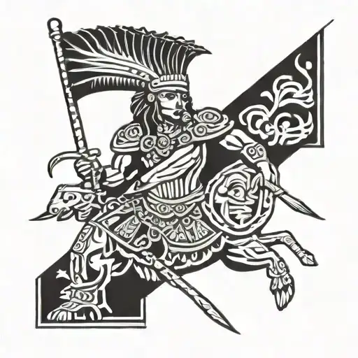 Combine Taino and Sicilian symbols to create a unique warrior flag design tattoo design idea