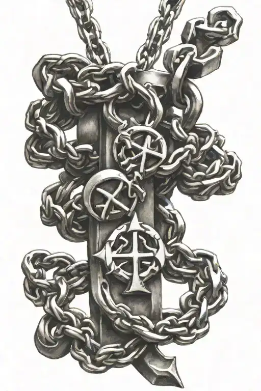 chrome hearts logo on a chain wrapped tattoo design idea