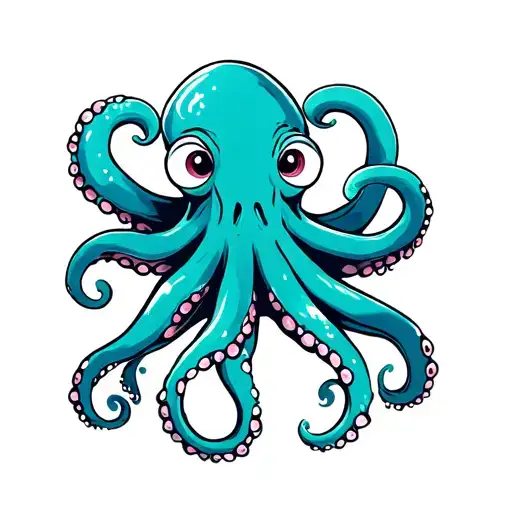 funny octopus cartoon version tattoo design idea