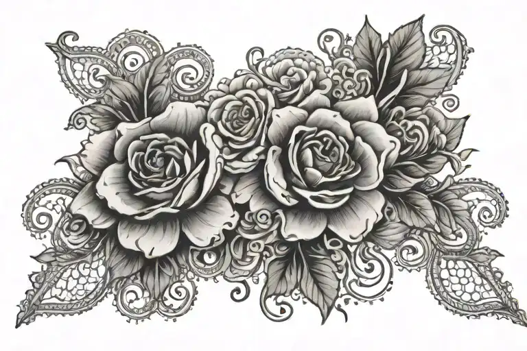 floral lace garter band elegantly encircling tattoo design idea