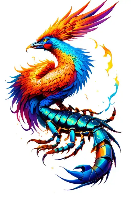 woman phoenix scorpio zodiac sign tattoo design idea
