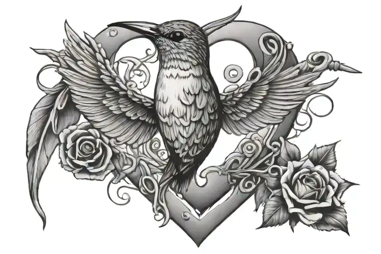 716, 805, hummingbird, heart, anchor, hockey stick, paw print tattoo design idea