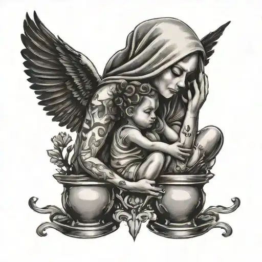 mother hood balance tattoo design idea
