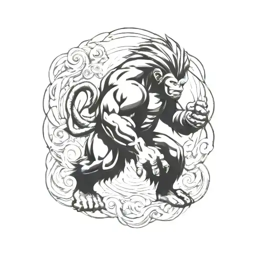 gorilla ultra instinct gym dragon ball tattoo design idea
