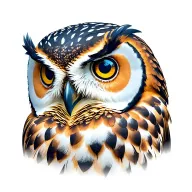 An owl with very pronounced and realistic blue eyes to bring out the old Scandinavian symbols tattoo design idea