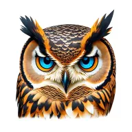 An owl with very pronounced and realistic blue eyes to bring out the old Scandinavian symbols tattoo design idea