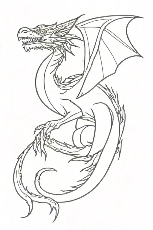 Red dragon fine line tattoo tattoo design idea