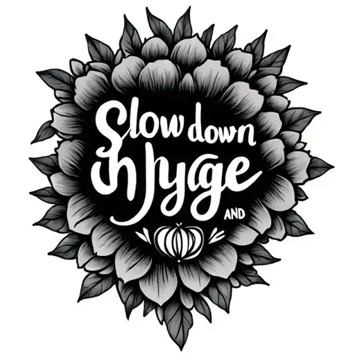 Slow down AND hygge written on the stem tattoo design idea