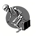 skeleton with suitcase running  tattoo design idea