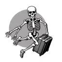 skeleton with suitcase running  tattoo design idea