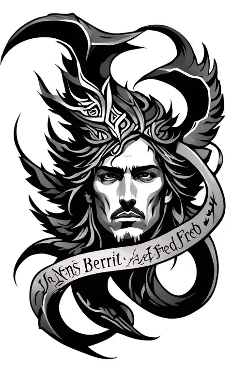 sagitarius in tribals with jens berit and fred listed ones names in it on forearm  tattoo design idea