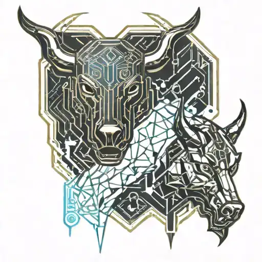 Bull and Wolf head tattoo design idea