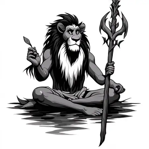 rafiki from lion king meditating on his staff  tattoo design idea