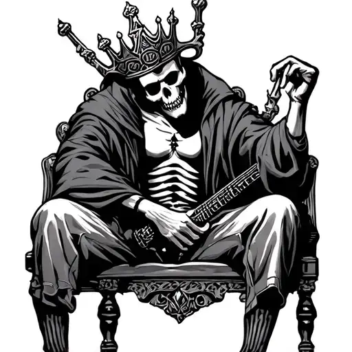 suicide king sitting tattoo design idea