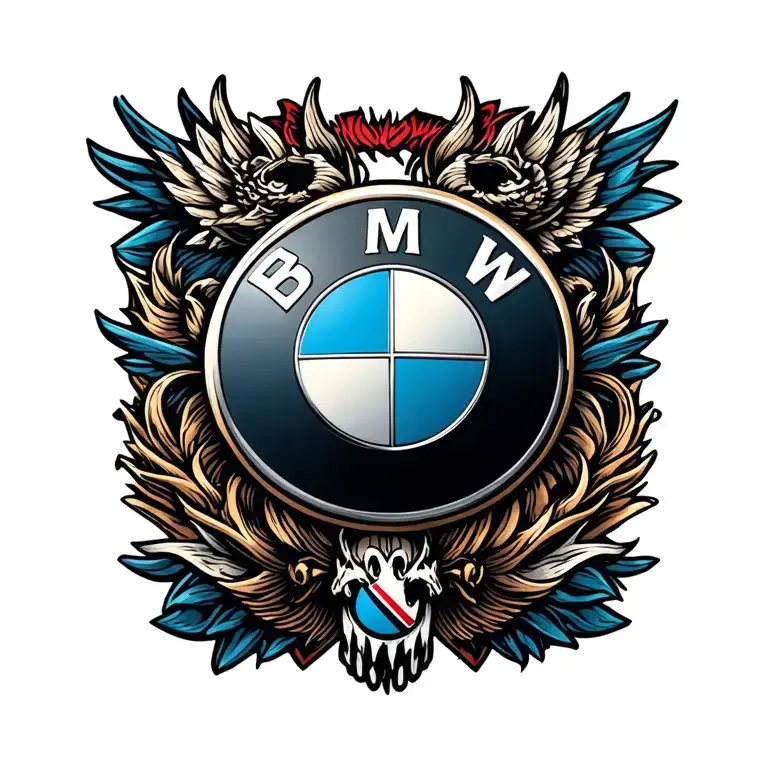 bmw logo surrounded tattoo design idea
