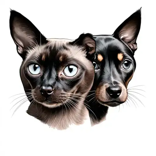 Siamese cat & dachshund tattoo tattoo design idea