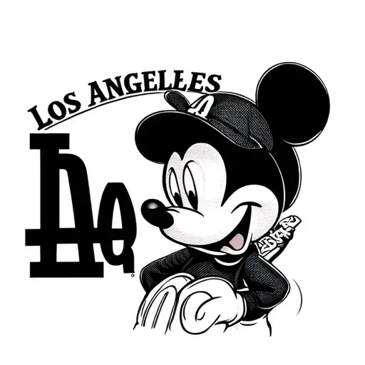 Los Angeles dodgers logo gangster Mickey mouse tattoo design idea