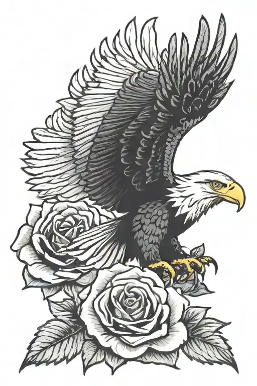 American Flag Rose Eagle design tattoo design idea