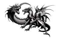 Archère and knight who kills a dragon tattoo design idea