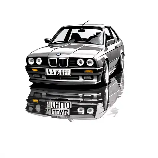 bmw e30 1990 with number plate A1 6AFF tattoo design idea