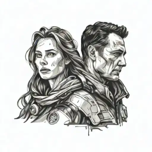 Interstellar movie, father and daughter love tattoo design idea