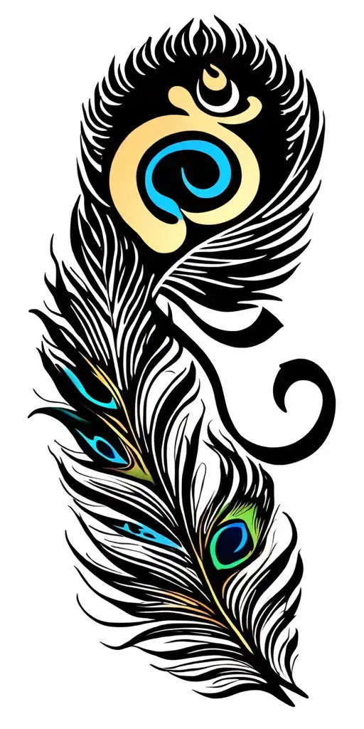 Lord Muruga's Vel, Tamil Om Symbol and Peacock feather tattoo design idea