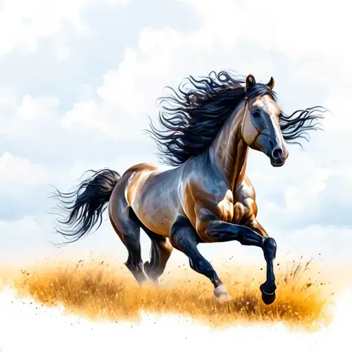 4running wild horse galloping through a field tattoo design idea