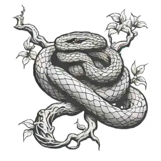 snake wrapped around a tree tattoo design idea