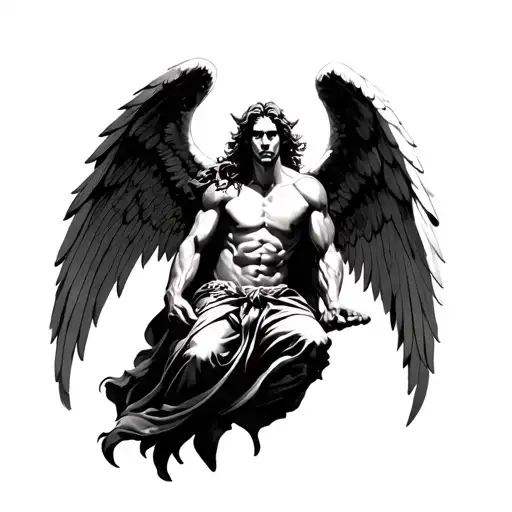 michael the angel killing demon tattoo design idea