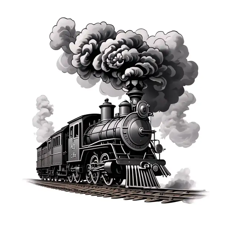 engine steam train tattoo design idea