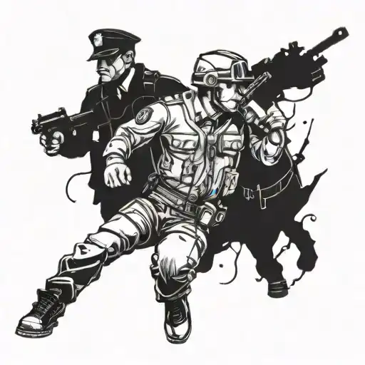 fuck the police officer tattoo design idea