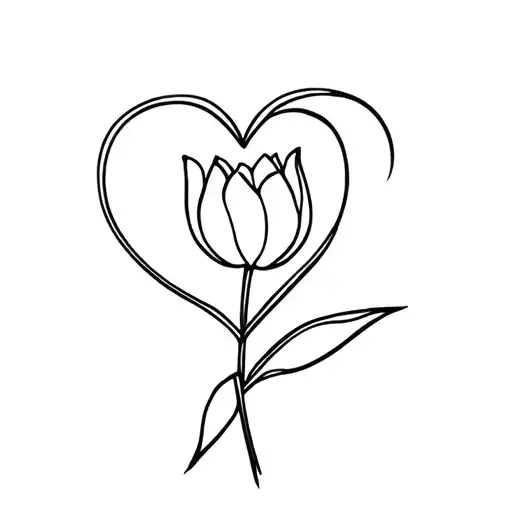 heart and tulip tattoo design idea