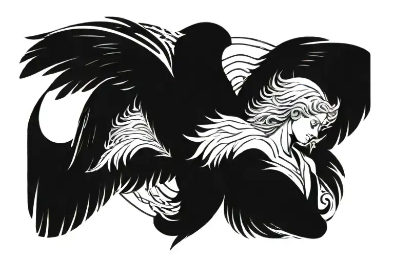 Seraphim realistic angel tattoo design idea