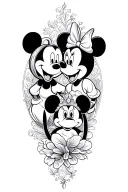 Disney Cstle. mickey and Minnie, Beauty and the beast, Ariel, Nemo , sebastian and flounder under the sea tattoo design idea