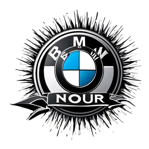 I want a combined logo of bmw with dentistry and the name of my wife nour tattoo design idea