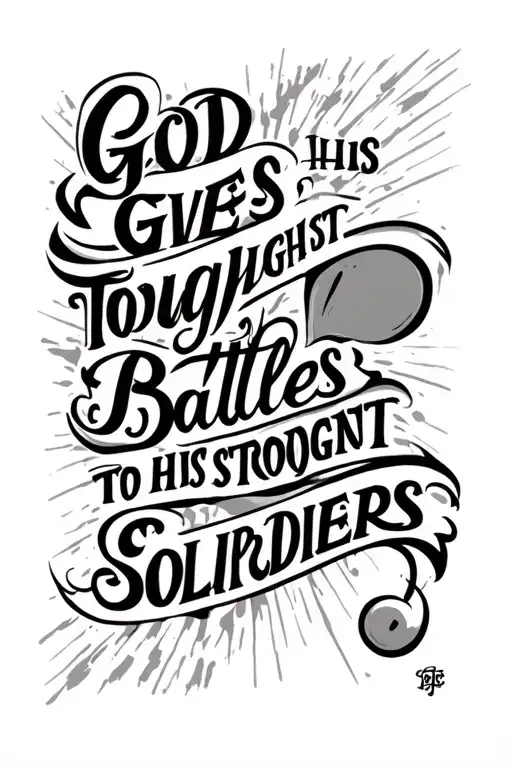"God gives his toughest battles to his strongest soldiers" with a semicolon tattoo design idea