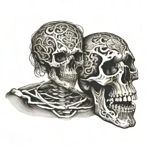 masculin skeleton psalms 23:4 boldly displayed intertwined tattoo design idea