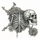 masculin skeleton psalms 23:4 boldly displayed intertwined tattoo design idea