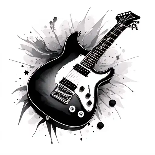 Black Guitar tattoo design idea