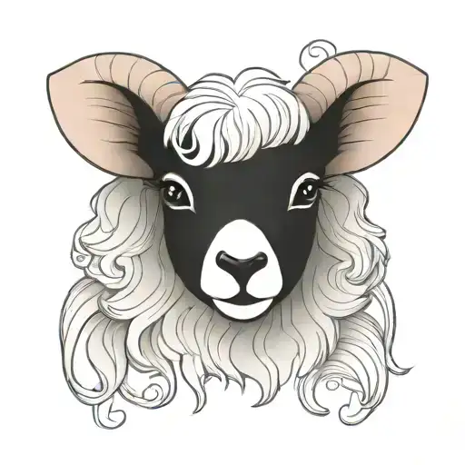 cute lamb face tattoo design idea