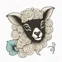 cute lamb face tattoo design idea