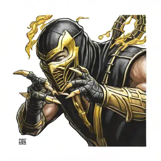 Mortal Kombat Scorpion tattoo design in Fire and Fury tattoo design idea
