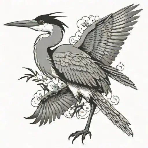 Japanese Heron tattoo design idea