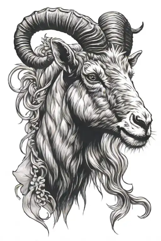 year of the goat standing tattoo design idea