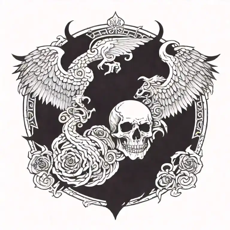 death angel love family strength courage bravery honor demon tattoo design idea
