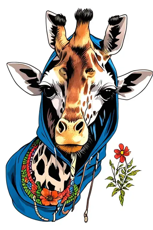 giraffe in hoodie tattoo design idea