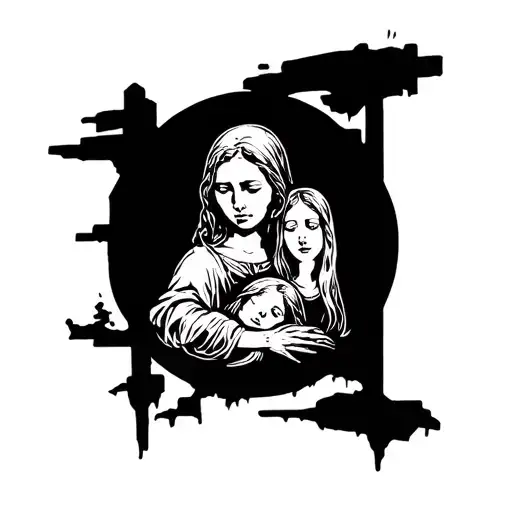 I want a tattoo that represents the lamentation of the family and the street. tattoo design idea