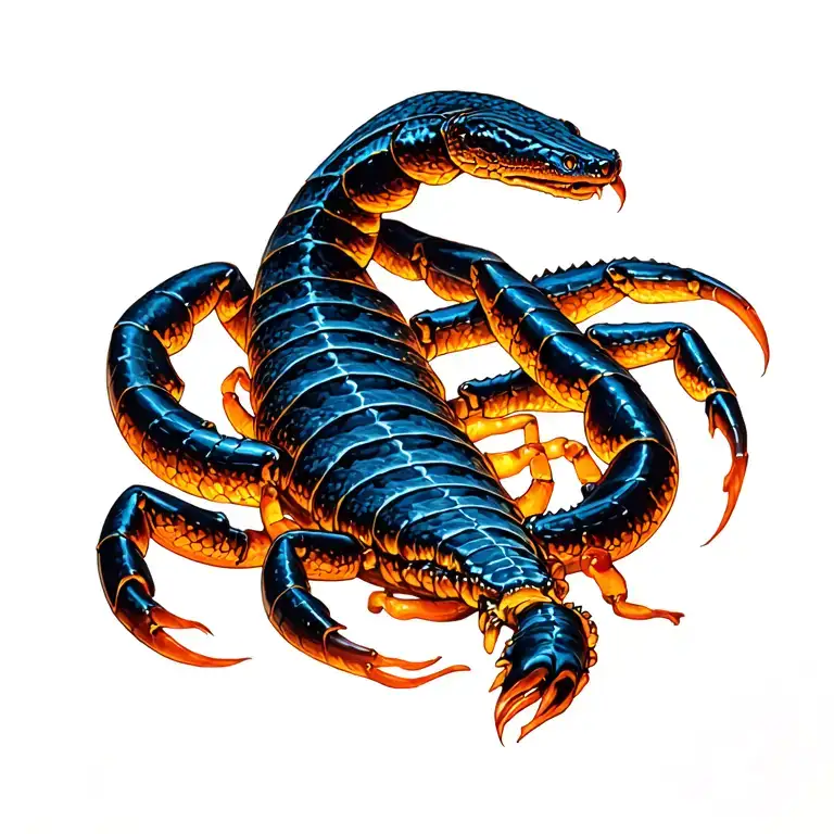 scorpion snake battle scene tattoo design idea